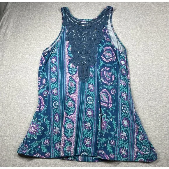 ANTHROPOLOGIE Akemi‎ + Kin Epoca Lace Crochet Back Floral Tank Top Size Small - Picture 3 of 8